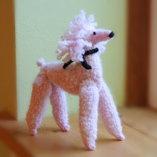 pink knitted poodle - knit your own dog