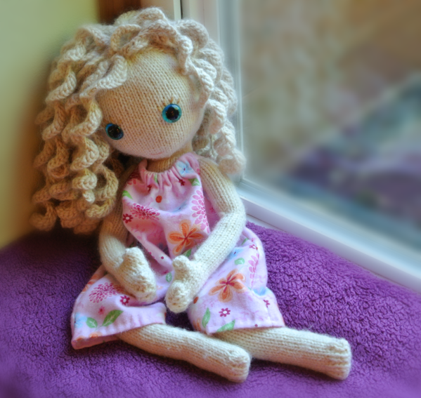 pixie knitted doll - flannel hand-sewn pajamas playsuit